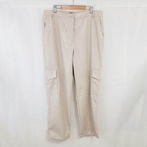 Bailey 44 cream leather cargo pants with snap cuffs NEW NWT